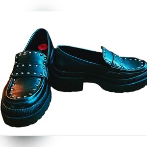 BCBG black chunky loafers 6